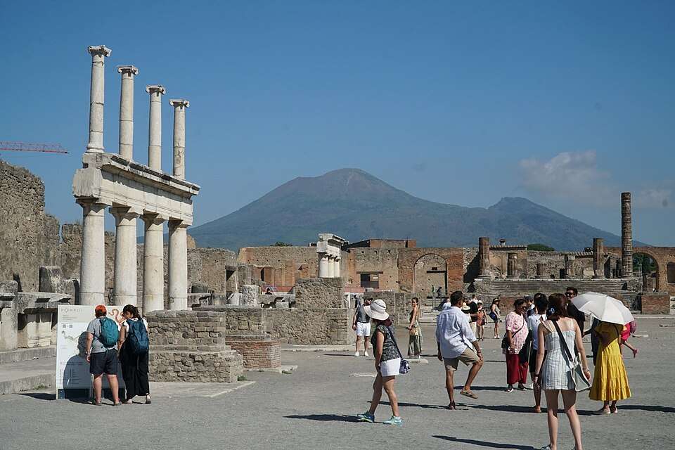 The forum at Pompeii beneath Vesuvius